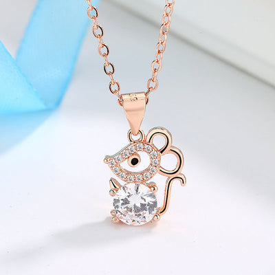 Rat Pendant Necklace Zodiac Jewelry for Women
