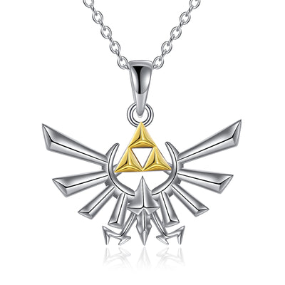 Sterling silver Zelda pendant necklace with Hylian Triforce design